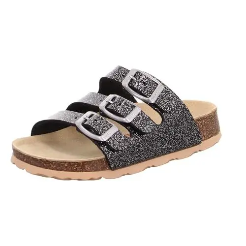 Produktbild: Superfit Mädchen FUSSBETTPANTOFFEL Hausschuhe, SCHWARZ/SILBER 0100