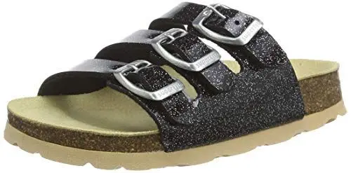 Produktbild: Superfit Mädchen FUSSBETTPANTOFFEL Hausschuhe, SCHWARZ/SILBER 0100