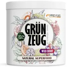 Produktbild: Superfood Drink Pulver WILD BERRY - 300g - natürliche Vitamine, Mineralstoffe & Antioxidantien - das Beste aus über 40 Sorten Obst, Gemüse, Algen und Gräsern - GRÜNZEUG Smoothie Pulver - 100% vegan