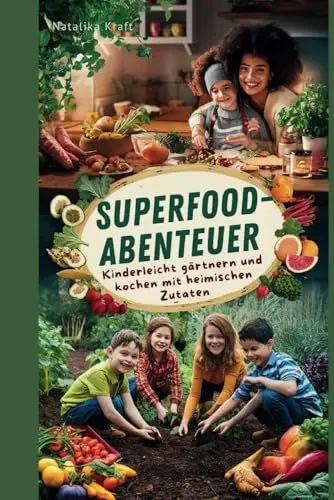 Produktbild: Superfood-Abenteuer: Kinderleicht gärtnern und kochen mit heimischen Zutaten: Mit selbst angebauten Superfoods: Familienrezepte und Gartentipps für kleine Entdecker (richtige Ernährung ohne Verzicht)