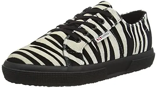 Produktbild: Superga 2750 Kids Print Velvet Schuhe mit elastischen Schnürsenkeln, Mehrfarbig Zebra Black Beige A0m, 34 EU