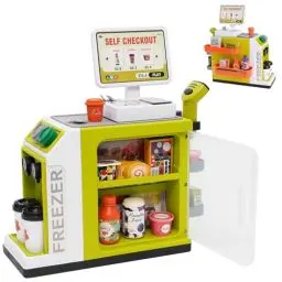 Produktbild: Supermarktkasse für Kinder,Spielkasse Kinder mit Scanner und Spielgeld , Kasse Spielzeug, Spielzeugkasse, Rollenspiel Spielzeug für Jungen Mädchen 3 4 5 Jahren（46 Stück）