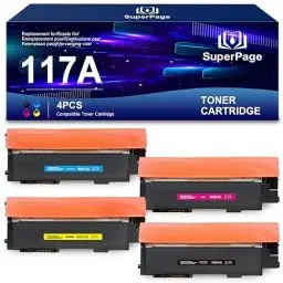 Produktbild: Superpage Ersatz für HP 117A Toner Set Kompatibel für Toner HP Color Laser MFP 179fwg 178nwg 179fnw 178nw 150nw 150a W2070A W2071A W2072A W2073A (4er-Pack, Schwarz Cyan Magenta Gelb )