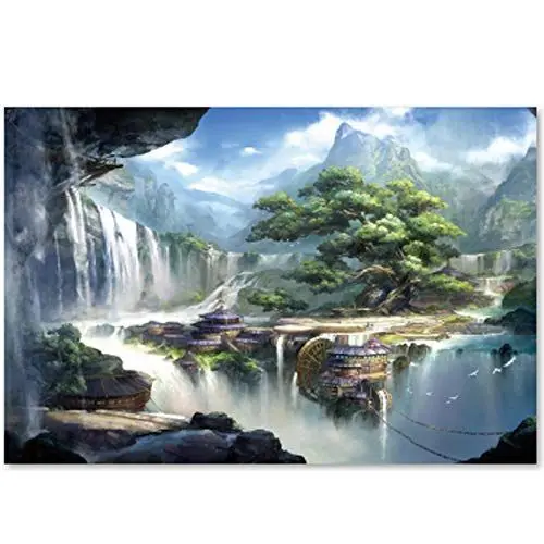 Produktbild: SUPERPOWER® 1000 Stück Abstrakte Kunst Wasser Wasserfall Isoliert Insel Wunderland Puzzle Stadt der Maschine Betrieben Spiele für Erwachsene Spielzeug Holzpuzzles