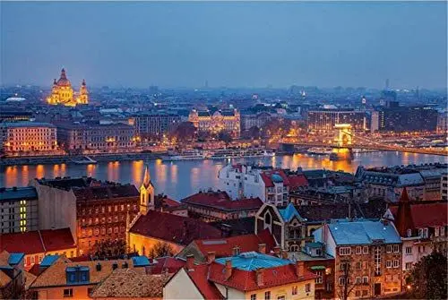 Produktbild: SUPERPOWER® 1000 Stück Hölzern Europäisches Budapester Nacht Himmel Horizont See Gebäude Landschaft Foto Erwachsene Übung Gehirne Bodenspiele Puzzles