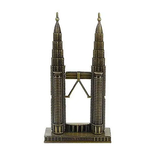Produktbild: SUPERPOWER® Weltberühmte Malaysia Petronas Twin Towers Architektur Modell Bronze Metall Statuen Kuala Lumpur Wahrzeichen Gebäude Touristische Andenken Geschenke Sammlerstück Figuren Skulpturen