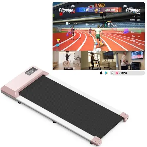 Produktbild: Superun Raceable Walking Pad – Laufband für Zuhause 2.5 PS mit App und Fernbedienung – Laufband Schreibtisch max 136 kg mit Multi-Runner-Rennen