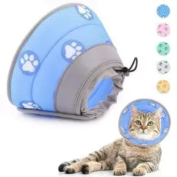 Produktbild: Supet Halskrause Katze,Einstellbarer Halskrause Katze Halsband,Wiederherstellung Halsband Weich Kragen Cone Nach Operation und Verletzungen für Welpen,Hunde und Katzen (Blau, S)