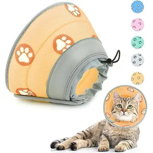 Produktbild: Supet Halskrause Katze,Einstellbarer Halskrause Katze Halsband,Wiederherstellung Halsband Weich Kragen Cone Nach Operation und Verletzungen für Welpen,Hunde und Katzen (Orange,S)