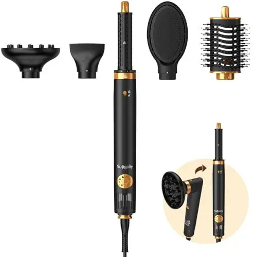 Produktbild: Supgaliy Air Styler 5 in 1 - Hairstyler Set mit Ionen Haartrockner, Multi-Haarstyler mit Lockenstab Automatisch,Warmluftbürste,Glättbürste,Haarglätter Bürste,Diffusor