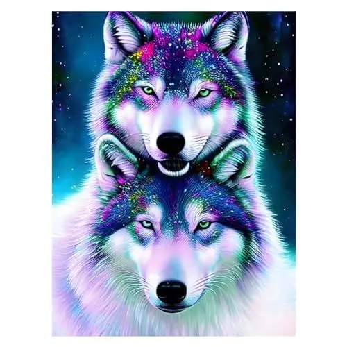 Produktbild: SupLetsico 5D Diamond Painting Erwachsene, Diamant Painting Bilder Wolf, Tiere Diamant Malerei für Erwachsene Full Drill DIY Diamant Kunst Set, für House Wall Dekoration(30x40cm)