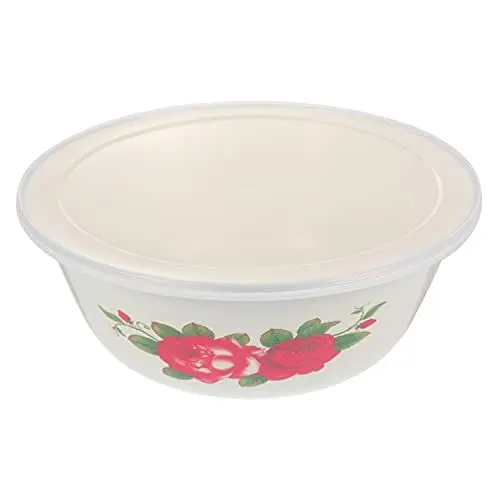 Produktbild: BESTonZON Suppe Schalen Emaille Retro Reis Sch¨¹ssel Chinesische Bauernhaus Nudel Sch¨¹ssel Haferflocken Schalen Lebensmittel Portion Sch¨¹ssel Mit Deckel f¨¹r Pasta Salat Getreide Suppe