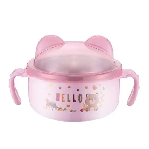 Produktbild: Suppe Thermo für Warme Speisen, 304 Edelstahl Isolierter Vakuum-Lebensmittel Behälter Lunch-Box Lunch-Box Niedlicher Cartoon-Isolier-Lebensmittel Behälter mit Doppel Griffen für