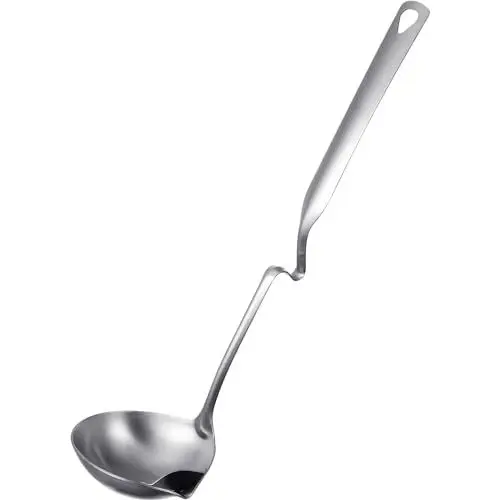 Produktbild: Suppenkelle Fetttrenner aus hochwertigem Edelstahl: Soßenlöffel mit langem Stiel Schöpfkelle Gießlöffel Zum Servieren und Schöpfen von Suppen und Eintöpfen