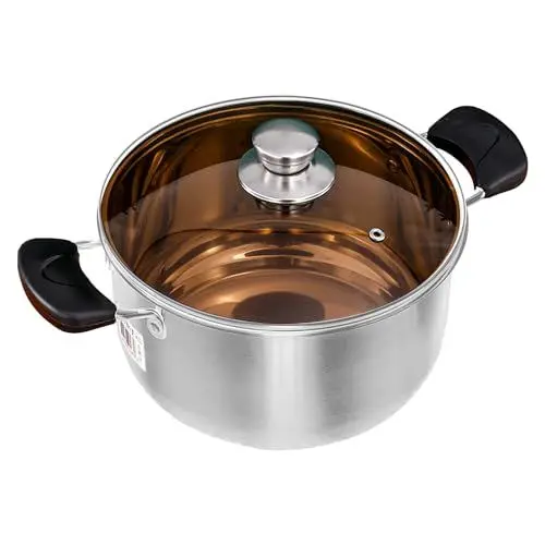 Produktbild: Suppentopf Induktion 24cm, Kochtopf aus Edelstahl (4 l), Metalldeckel mit Dampföffnung, Stabiler Boden für alle Herdearten Kochtopf groß, als Suppentopf Kartoffeltopf Nudeltopf Cooking Pot