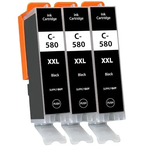 Produktbild: Supply Guy 580XXL PGBK Druckerpatronen kompatibel mit Canon PGI 580 XXL Schwarz für Pixma TS705 TS705a TS6350 TS6350a TS8350 TS8150 TS6351a TS6300 TR8550 TS9550 TS6150 TS6250 TR8500 (3 Patronen)