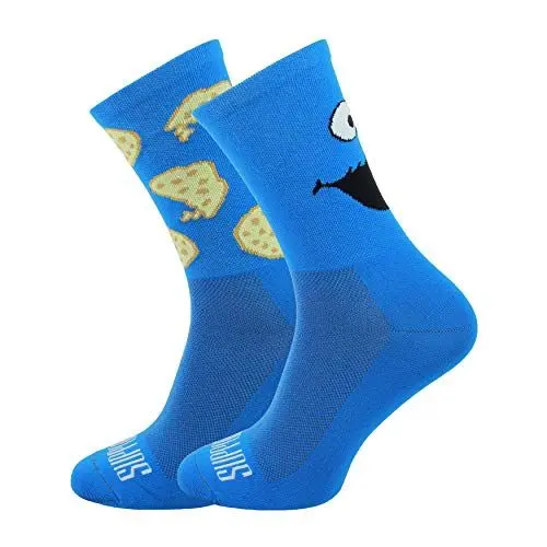 Produktbild: SUPPORT Herren Radsocken atmungsaktive Technologie rutschfeste Faser Unisex lustige Muster Radfahrer Zubehör für Wandern Laufen Klettern Radfahren Essentials, Someone Blue, Größe 45-46 EU