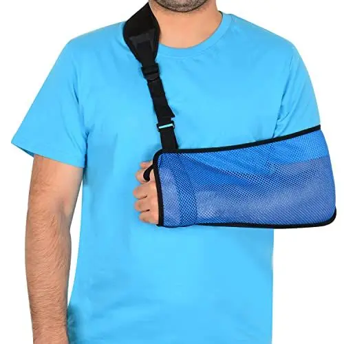 Produktbild: supregear Gittergewebe Armschlinge, Leicht Verstellbare Halsstützkragen Wegfahrsperre Einfache Armschlaufe Atmungsaktive Medizinische Schulterstütze für Verletzten Arm Ellbogen Handgelenk Hand (Blau)