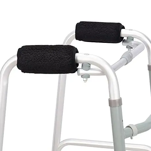 Produktbild: supregear Schaffell Walker Handgriff Gepolsterte (2er-Pack), Handpads Zubehör für Walker Rollator Crutch Rollstuhlgriffe Sanft Komfortabel Schaffell Wollbezüge, Rutschfest Dauerhaft Walker Zubehör