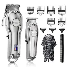 Produktbild: SUPRENT Haarschneidemaschine Profi-elektrischer Haar und Bartschneider Haarschneider Herren/Kinder/Frauen wiederaufladbar Haartrimmer Rasierer mit LED-Disply (Silber)