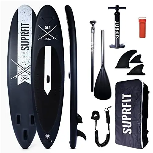 Produktbild: SUPRFIT Stand Up Paddling Board, SUP Board als aufblasbares Komplett-Set, Stand Up Paddle Board mit doppelter PVC Schichtung, Stand-Up Paddling, Standup Paddleboard - 330 x 78 x 15 cm bis max.150 kg