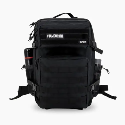 Produktbild: SUPRFIT - Military Backpack - Black, Zahlreiche Fächer und Reißverschlusstaschen, Öffnet sich flach bis zu 180 Grad. Gewicht: 1.5kg, Farbe: Schwarz