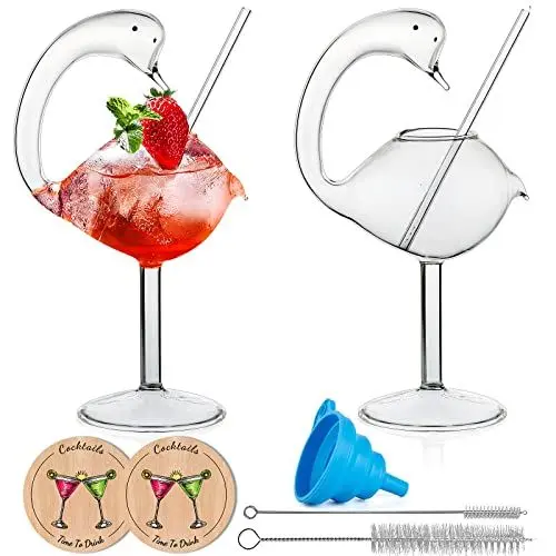 Produktbild: SuproBarware Swan Cocktail Glas 180ml - Set von 2 Cocktail Trinkgläser Hochzeit mit Geschenkbox für Cocktailsaft, Martini, Tequila, Margarita (Clear)