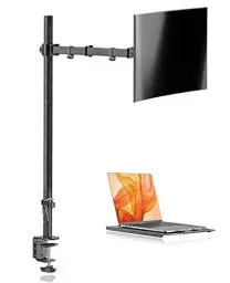 Produktbild: Suptek Monitor Arm mit Laptop Halterung, Volleinstellbar für 13-27 Zoll LCD LED Bildschirm bis zu 17 Zoll Notebook, Extra Hoher Einzel Monitor Halterung mit Laptop Arm(80 cm Stange) MD6821TP004