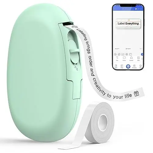 Produktbild: SUPVAN E10 Etikettendrucker - Selbstklebend USB aufladbares Thermo-Beschriftungsgerät, Mini Bluetooth Etikettiergerät für Zuhause, Schule, Büro, Datum, Kompatibel with iOS & Android Phone