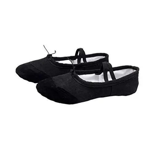 Produktbild: SUPVOX Ballettschuhe Tanzschuhe aus Segeltuch und Leder für Kinder Kleinkinder Mädchen Frauen Yoga Tanzschuhe Größe 22 44 Schwarz