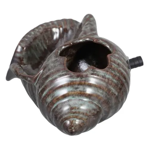 Produktbild: SUPVOX Keramischer Wasserspeier Muschelform Wetterfestes Gartenaccessoire für Teich und Aquarienlandschaften Einzigartiges Design mit V Förmigem Wasserauslass