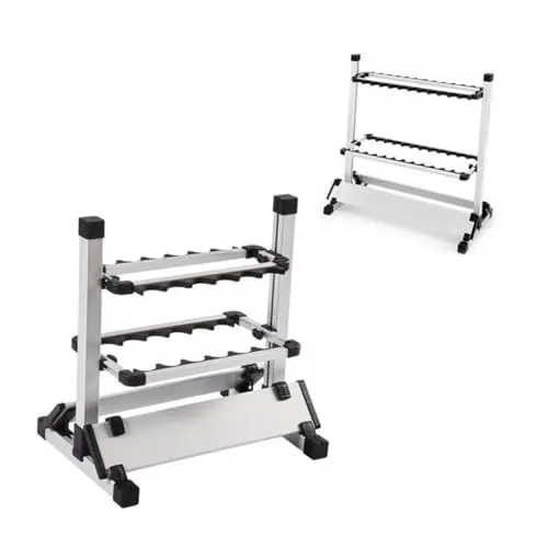 Produktbild: Supvox 12loch Angelrutenständer Aluminium Mit Fächern Robuster Und Korrosionsbeständiger Ständer Für Aufbewahrung Von Angelausrüstung Einfach Zu Montieren Und Erweiterbar Schwarz