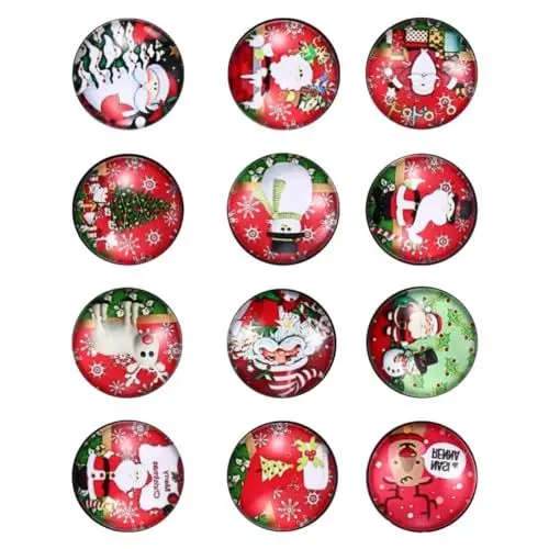 Produktbild: Supvox 12 Stück Weihnachtliche Glas-Cabochons Weihnachtliche Flatback-Cabochons Runde Mosaikfliesen Weihnachtliche Kuppel-Cabochons Weihnachtliche Glasanhänger Zum Basteln Von Schmuck 18
