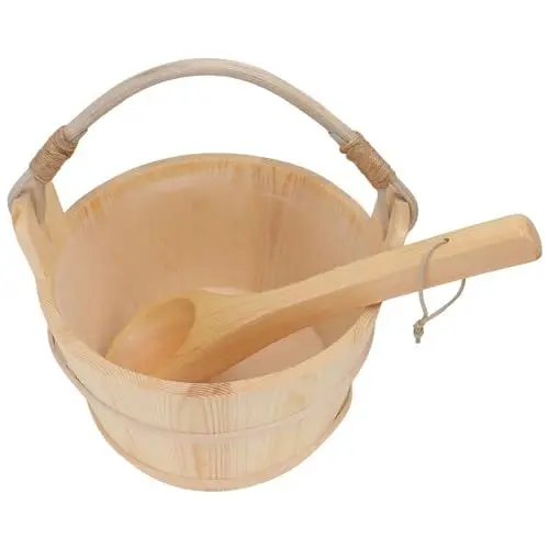 Produktbild: Supvox Handgemachter Saunakübel Aus Holz Schöpfkelle Aus Kiefernholz Saunazubehör Spa-werkzeuge Badeeimer