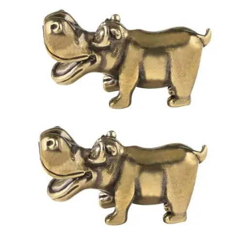 Produktbild: Supvox 2st Mikro-landschaftsstatue Mini-tierfiguren Hippo-Statue-Ornament Nilpferdförmige Figur Tierstatuen- Nilpferd-basteldekor Kleines Nilpferd-Desktop- Messing Golden