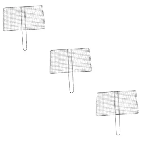 Produktbild: Supvox 3St Grill BBQ-Fischhalter BBQ-Gemüsekorb Falten Korb für den Außenbereich mit Meeresfrüchten draussen Camping zubehör Rindfleisch Rostfreier Stahl Fisch Stehen Metall Rippen