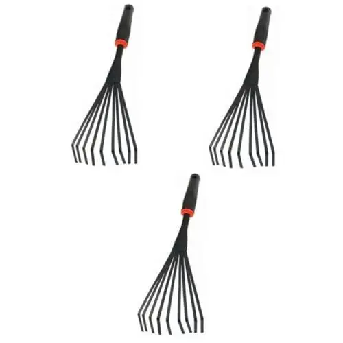 Produktbild: Supvox 3St Laubrechen für den Garten Werkzeug Blätter Schaufel Jäter Handrechen gartenarbeit gardening Laubrechen für Rasenflächen, schwere Ausführung kleiner Rechen mit Stiel Eisen Black