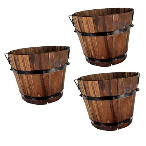 Produktbild: Supvox 3St Sukkulenter Blumentopf aus Holzfass Pflanzenfass-Pflanzgefäß für den Außenbereich Blumenkasten am Fenster Pflanzer bürodeko Kartoffel Wohnkultur Pflanzgefäß aus Holz 10cm