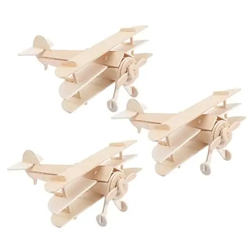 Produktbild: Supvox 3 Stück DIY Holzflugzeug Bausatz Set Malbare Modellflugzeuge für Hand Augen Koordination Puzzle als Dekoration