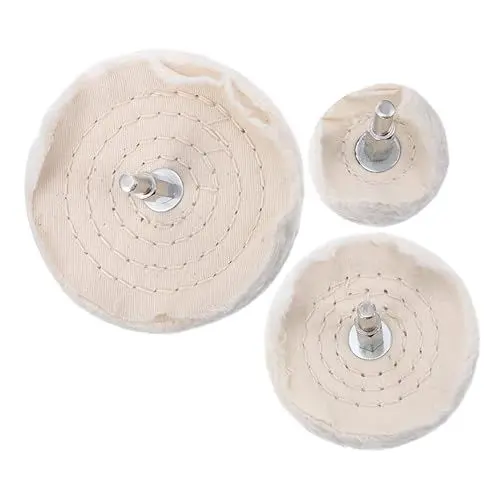 Produktbild: Supvox 3-teiliges Set Weißes Stoffrad Rad Poliermaschine Rad Polierpads Pufferset Für Schmuckpolituren Wollfilz Baumwolle Montiert Bohrer Für Metall Poliermop Rotieren Schreibtisch Bürste