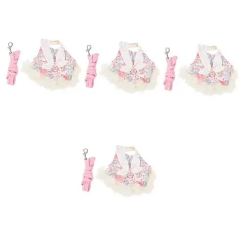 Produktbild: Supvox 4 Sätze Kleidung für Haustierkaninchen Hasenkleidung Haustierkleidung Haustier zu Fuß hasenkostüme Bunny Costume dekoratives Hasengeschirr Hasenkostüm Leine Baumwolle Rosa