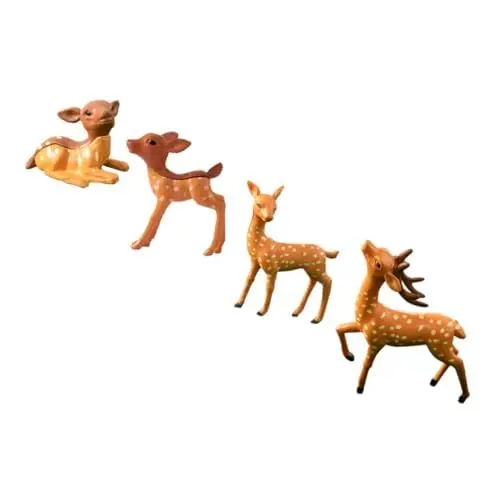 Produktbild: Supvox 4 Stücke Tiny Deer Figuren PVC Deer Simulation Dekorationen Miniatur Garten Statue
