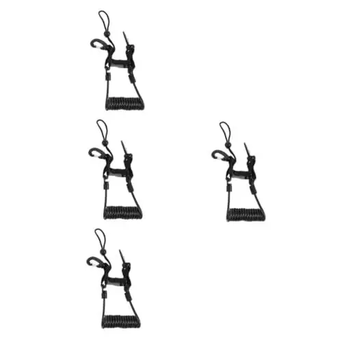 Produktbild: Supvox 4 Stück Tauchkameraseil Tauchmaskenband Riemen für Tauchflaschen Tauch-Federclip Tauchhand-Lanyard Federschnallenverbindung Tauchhaken Tauchseil Tauchzubehör Rostfreier Stahl Black