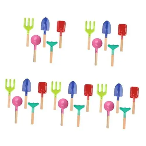 Produktbild: Supvox 5 Sätze Werkzeuge für den Gartenanbau Light licht Gartenwerkzeugsatz Rechen Werkzeug zum Graben von Gras Gartenkelle Blumen Spatel Gartenschaufel einstellen Kind Holzgriff
