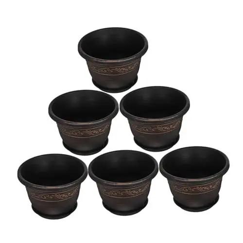 Produktbild: Supvox Retro-pflanzgefäße Aus Kunstharz Mit Drainageplatte Großer Durchmesser Japanischer Bonsai-Topf Für Den Dekorativen Innengarten