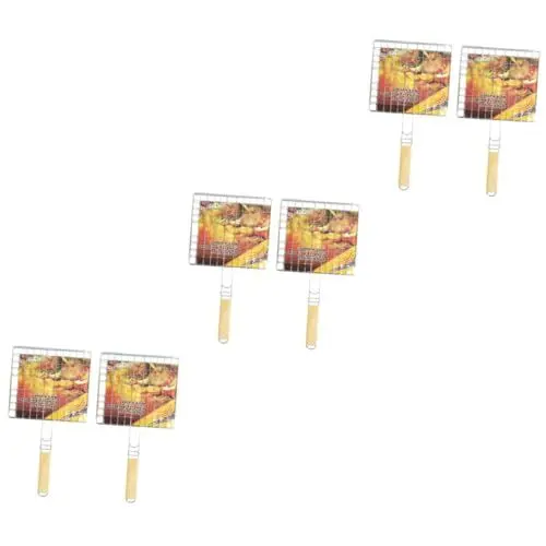 Produktbild: Supvox 6 STK Klappbarer Grillkorb Blumendeckelarrangeur Mini-Lampenschirme Drahtgeflecht zum Grillen Außengrill Grillgestelle Clips Grill Rostfreier Stahl Grillzange Gittergewebe Hölzern