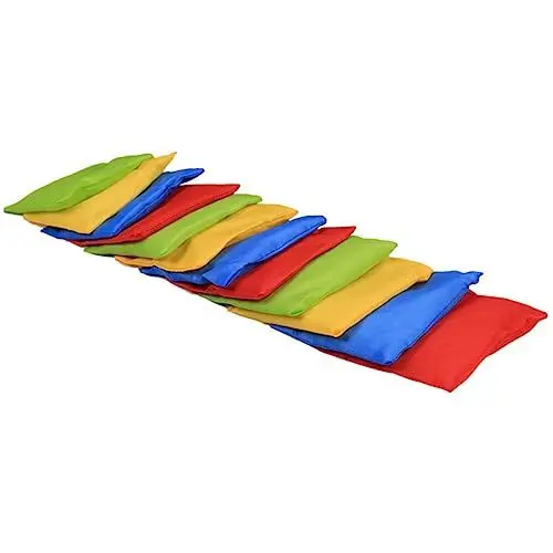Produktbild: Supvox Kinder Sitzsäcke Zum Werfen 12 Stück Bean Bag Pong Spiel Kinder Sitzsäcke in Leuchtenden Farben Rot Gelb Grün Bequem