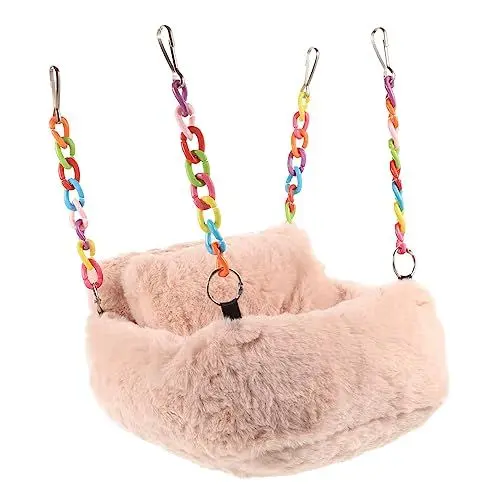 Produktbild: Supvox Hamsternest Winterzelt Zeltbett Für Kleintiere Plüsch Hängendes Haustierbett Hängemattenbett Rattenkäfig Niedliches Hamsterzubehör Plüschtiere Rosa Chinchilla Flanell Goldener Bär