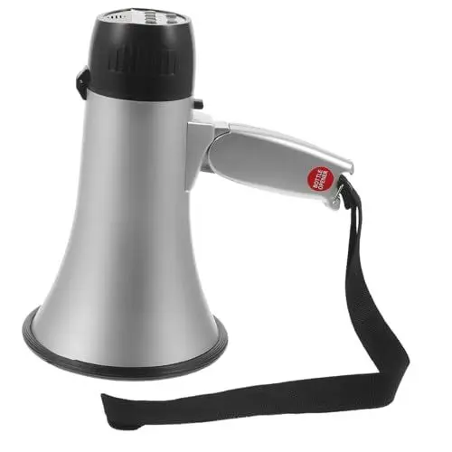 Produktbild: Supvox Kleines Megafon Tragbares Bullhorn für Partys Sportveranstaltungen und Sicherheitsansagen mit Sekunden Aufnahmefunktion Silber Batterien Nicht Enthalten