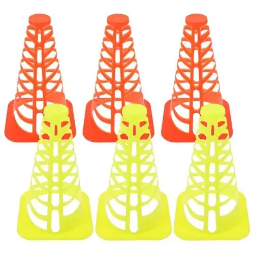 Produktbild: Supvox Mini-Sportkegel 6 Stück Winddichte Verkehrskegel Aus Kunststoff Mit Loch Sporttraining Beweglichkeit Feldmarkierung Kunststoffkegel Für Skaten Basketball Fußball Übungsübungen